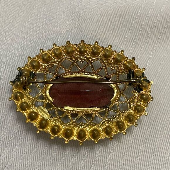 Vintage Brooch Signed Czechoslovakia Bohemian Pin Rare - Picture 4 of 6